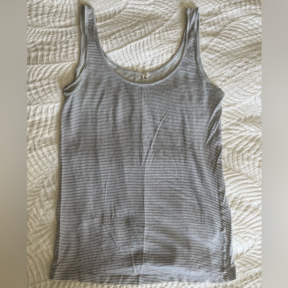 J Crew Gray & White Stripe Tank Top